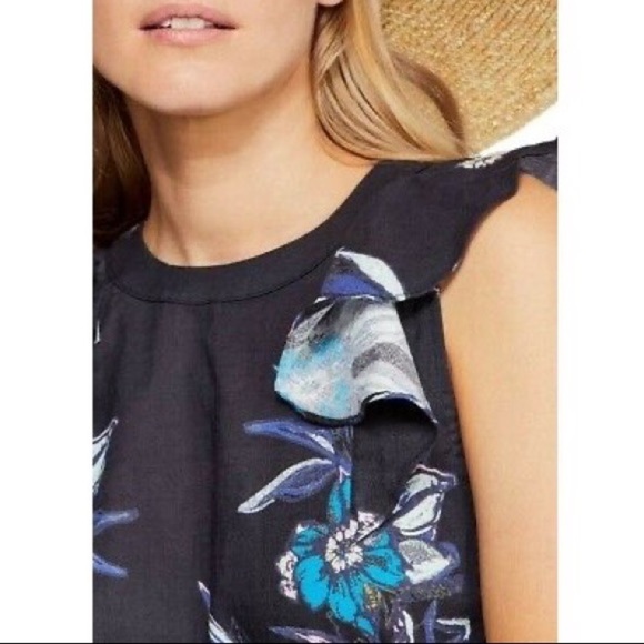 Free People Summer in Tulum Tunic Dress Linen Blend Black Floral Size M Boho - Picture 5 of 16
